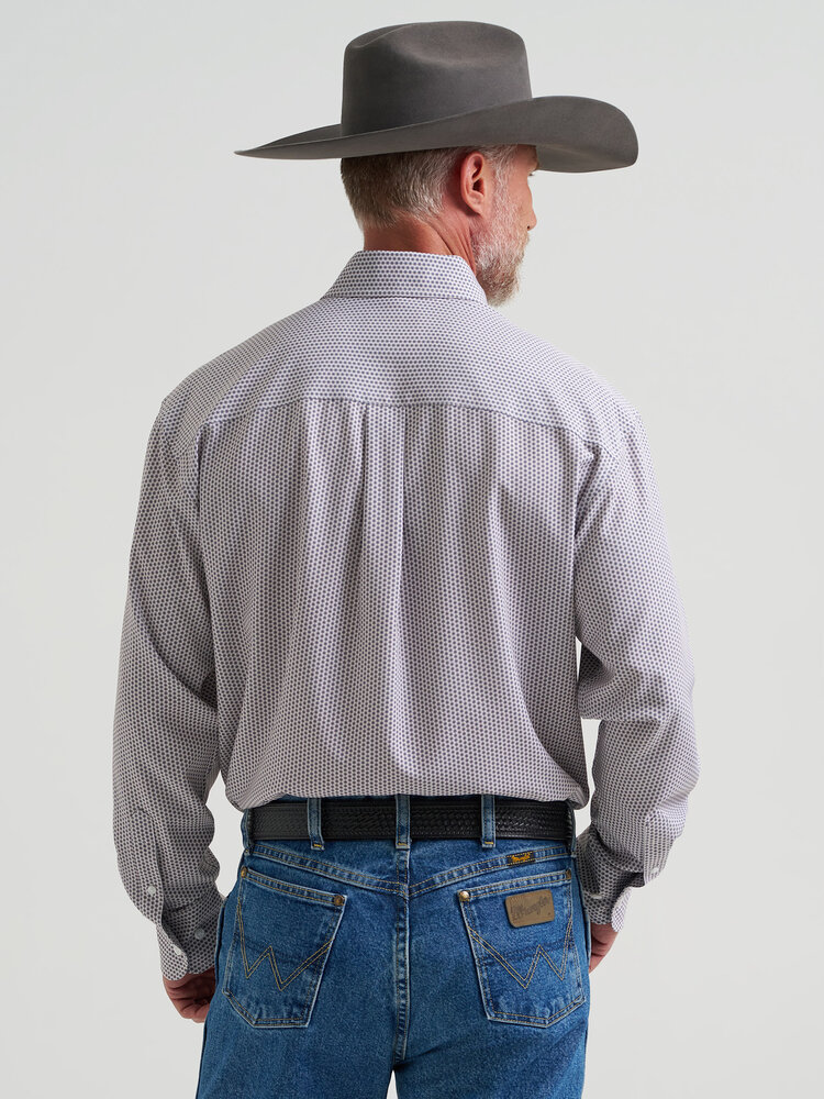 Wrangler George Strait Small Print Button Down Brown Blue
