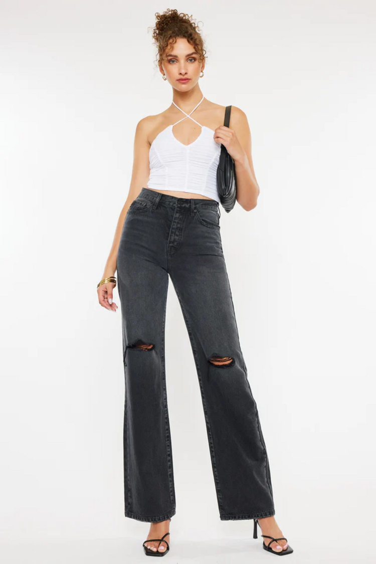 KanCan Montana Ultra High Rise 90's Flare Dark Gray