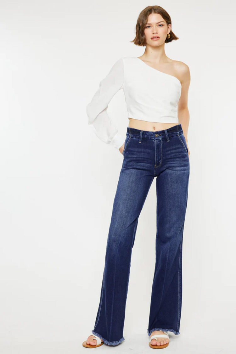 KanCan Jane High Rise Flare Dark Wash