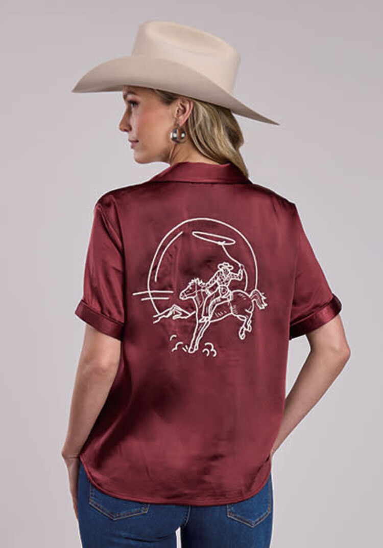 Stetson Satin Blouse Wine
