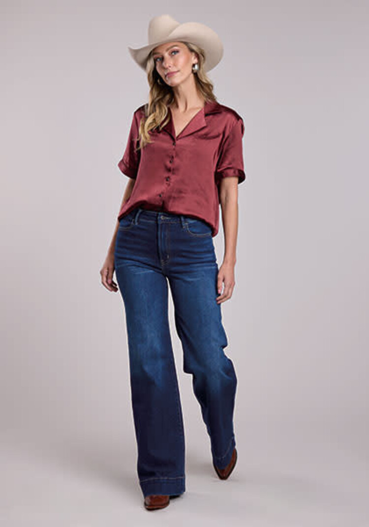 Stetson Satin Blouse Wine