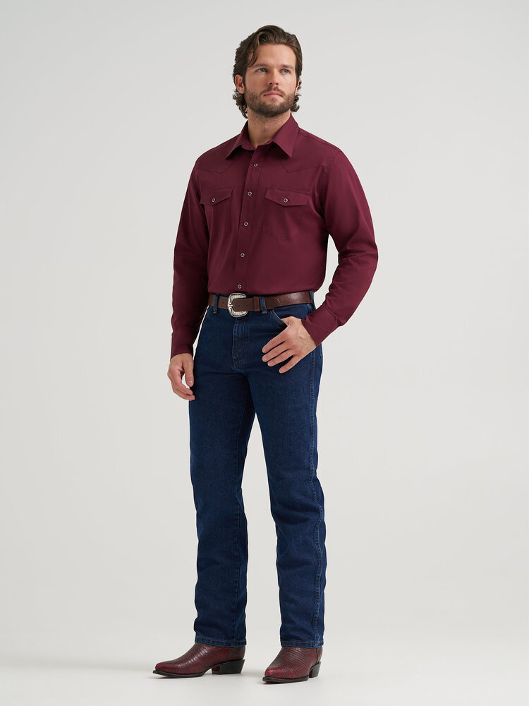 Wrangler Broadcloth Two Pocket Snap Burgundy