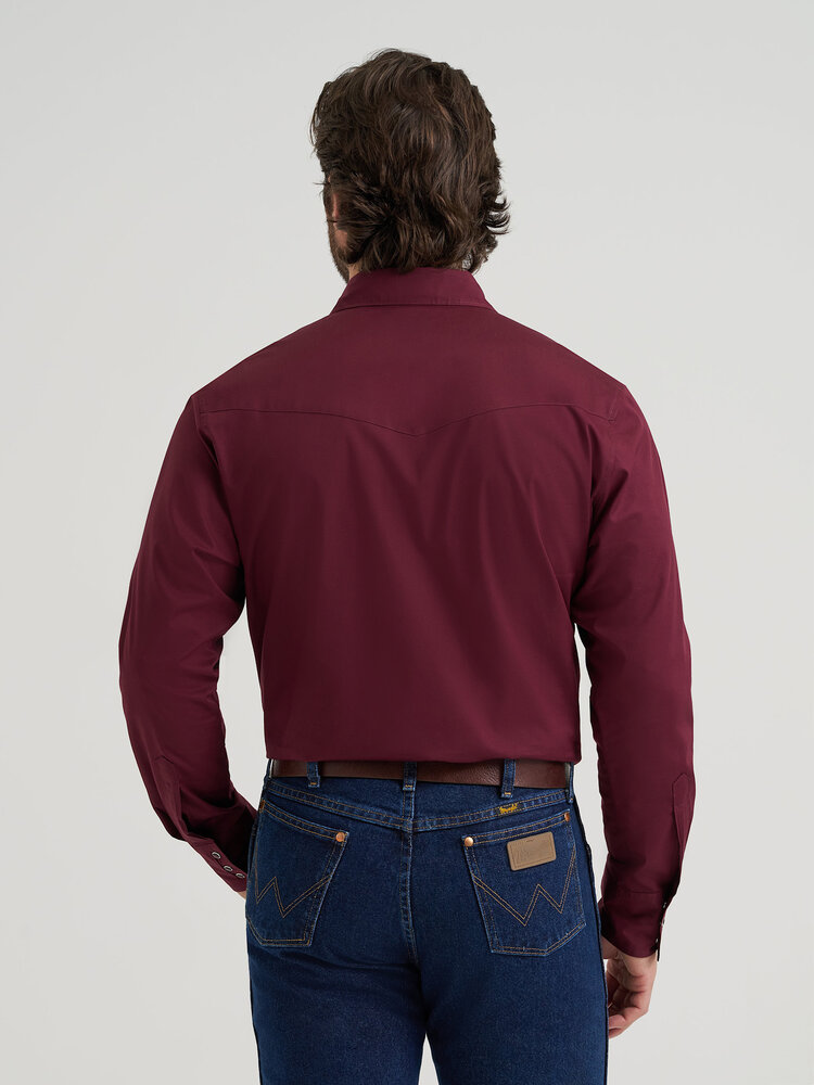 Wrangler Broadcloth Two Pocket Snap Burgundy