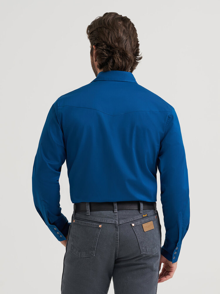 Wrangler Broadcloth Two Pocket Snap Blue