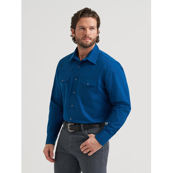 Wrangler Broadcloth Two Pocket Snap Blue