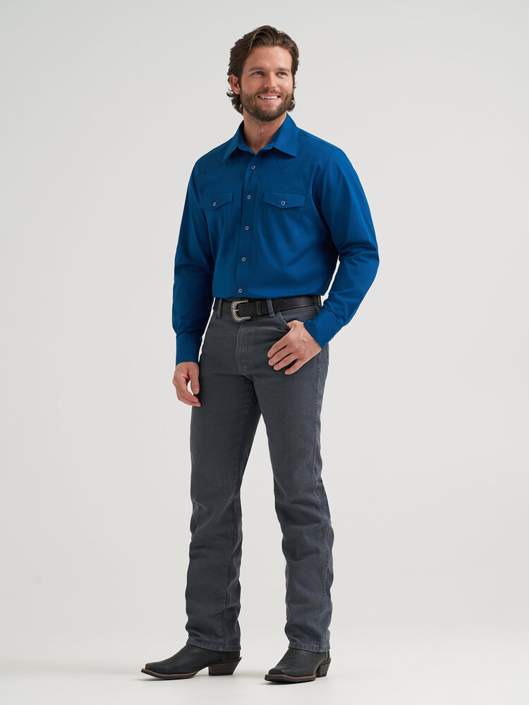 Wrangler Broadcloth Two Pocket Snap Blue