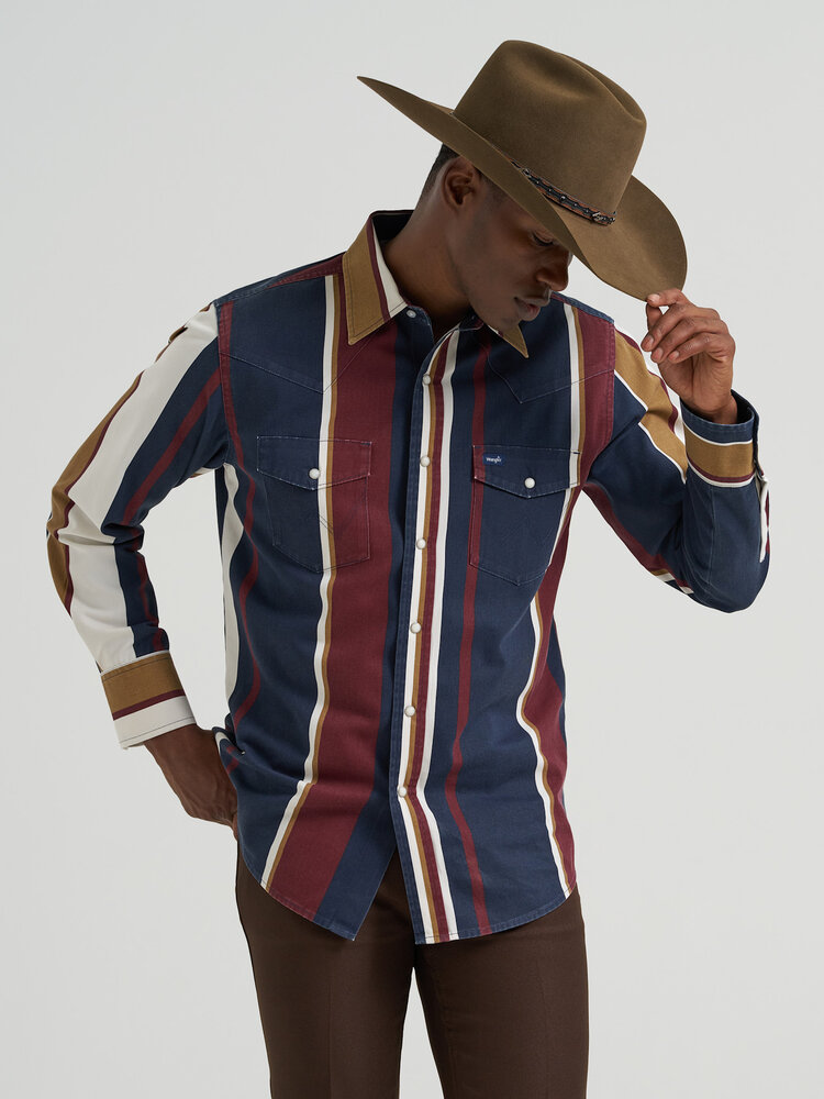 Wrangler Brushpopper Navy Burgundy Brown