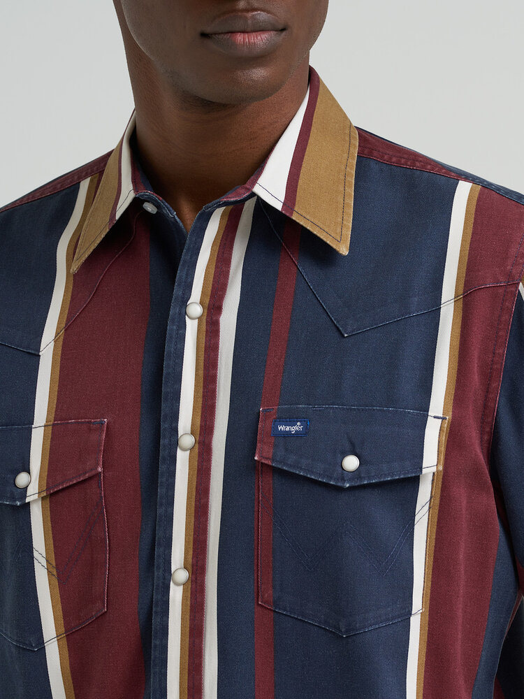 Wrangler Brushpopper Navy Burgundy Brown