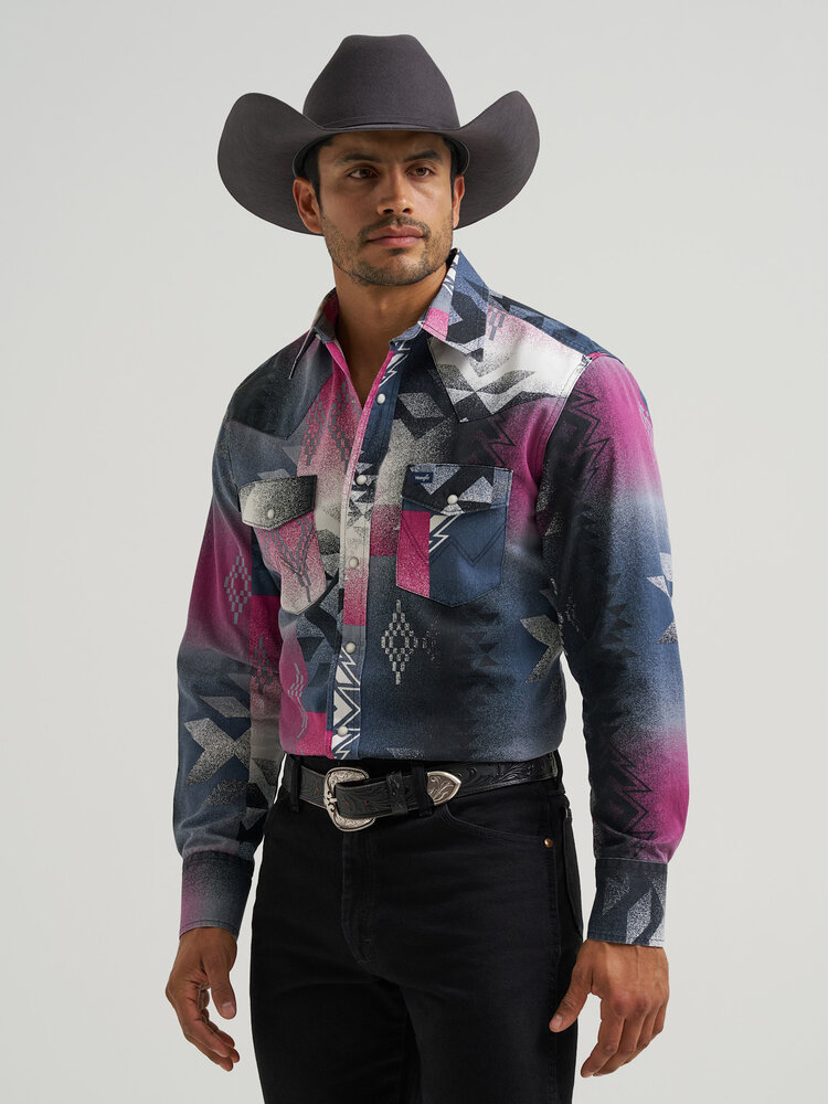 Wrangler Snap Vintage Pink Aztec