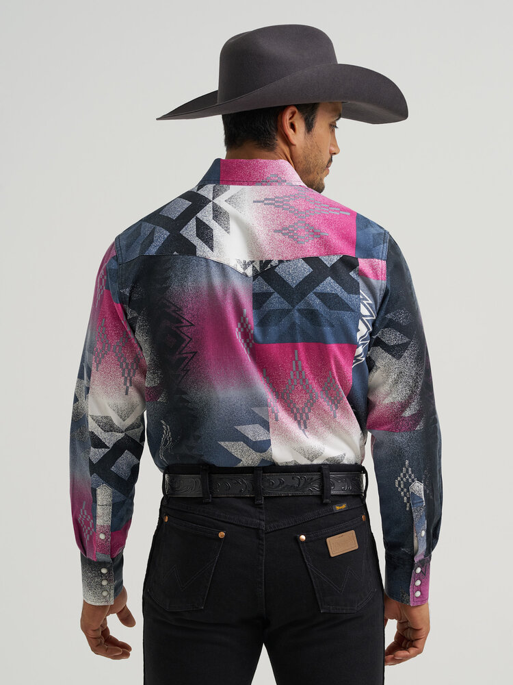 Wrangler Snap Vintage Pink Aztec