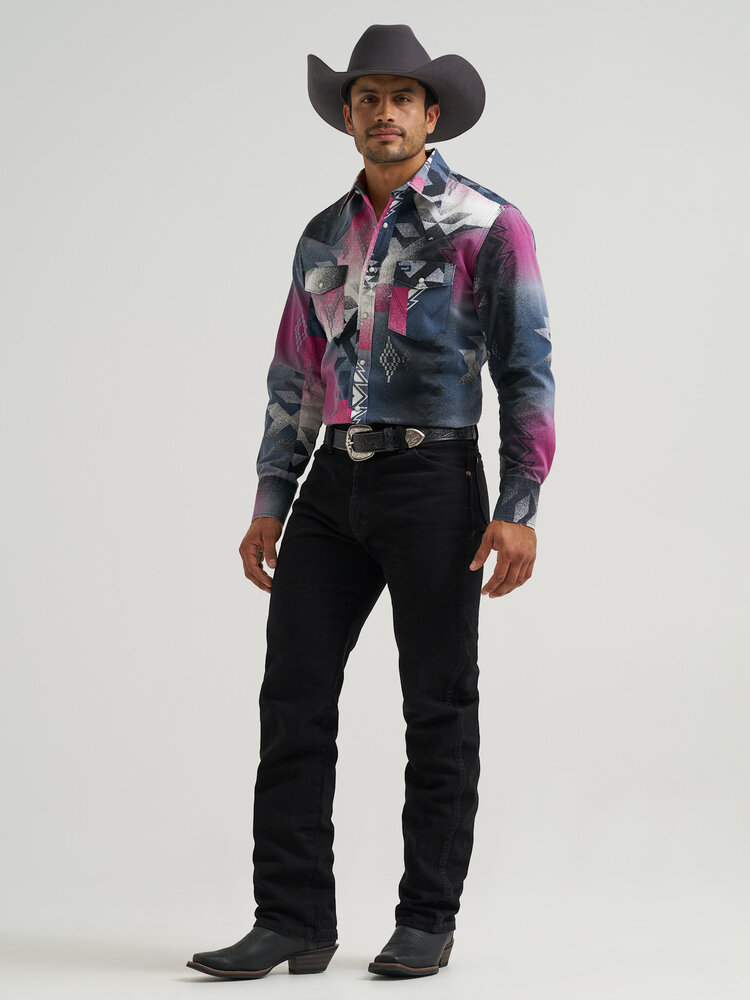 Wrangler Snap Vintage Pink Aztec