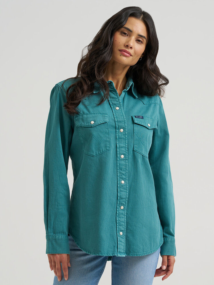 Wrangler Retro Vintage Snap Turquoise Denim