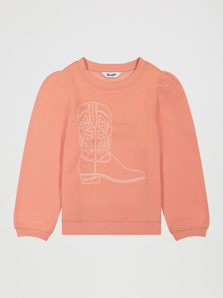 Wrangler Youth Boot Print Sweatshirt Coral