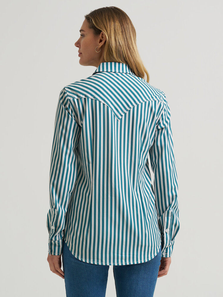 Wrangler Aria No Gap Button Green Stripe