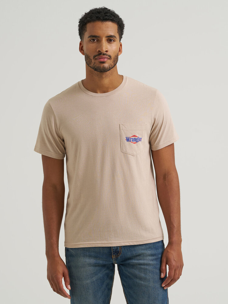 Wrangler Graphic Pocket Tee Oxford Tan Heather