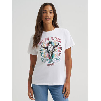 Wrangler Aztec Long Live Cowboys Tee White