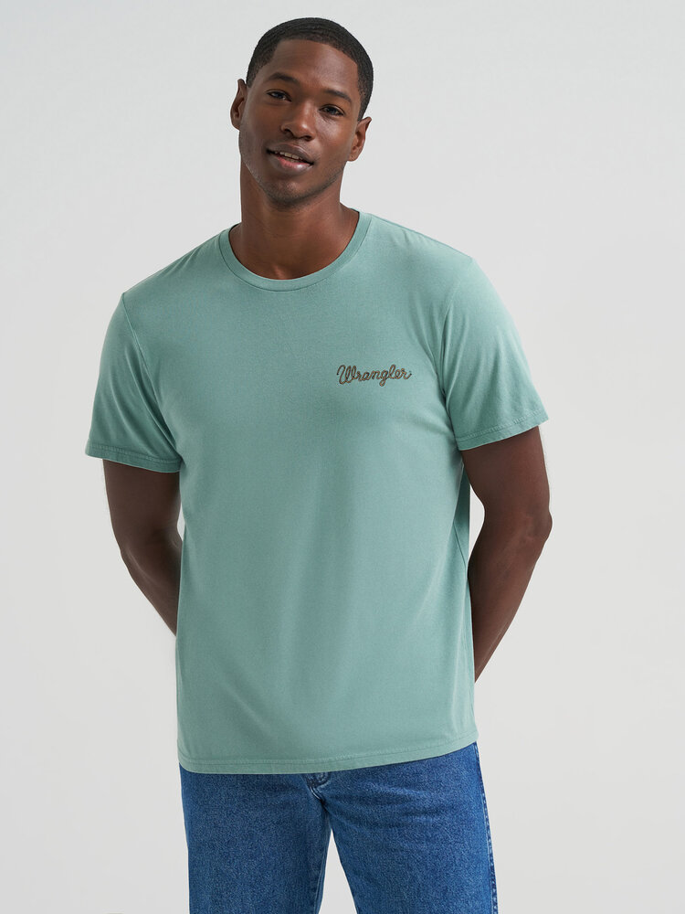 Wrangler Regular Fit Graphic Tee Oil Blue