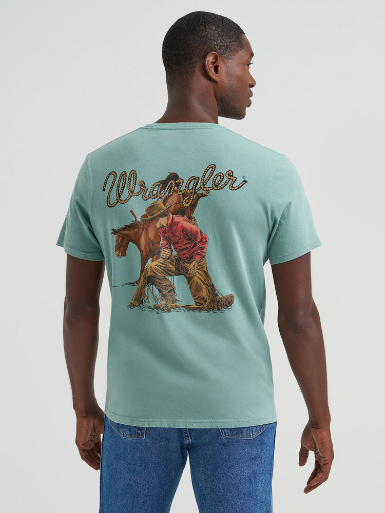 Wrangler Regular Fit Graphic Tee Oil Blue