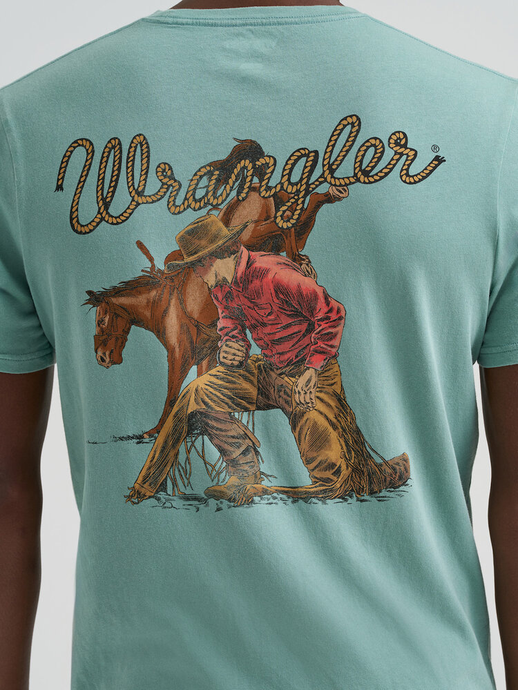 Wrangler Regular Fit Graphic Tee Oil Blue