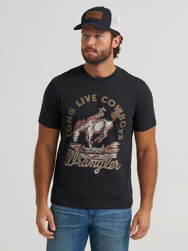 Wrangler Long Live Cowboys Tee Jet Black