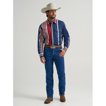 Wrangler Vintage Inspired Snap Blue Multi Stripe