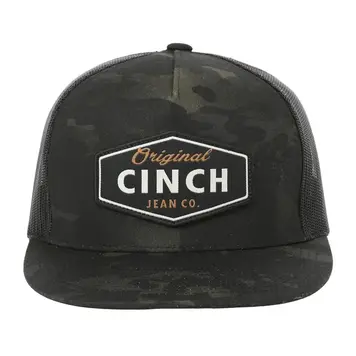 Cinch Camo W/ Patch Trucker Cap Black