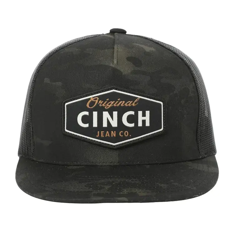 Cinch Camo W/ Patch Trucker Cap Black