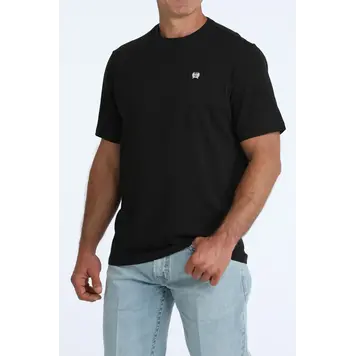 Cinch Small Black Embroidered Logo Tee Black