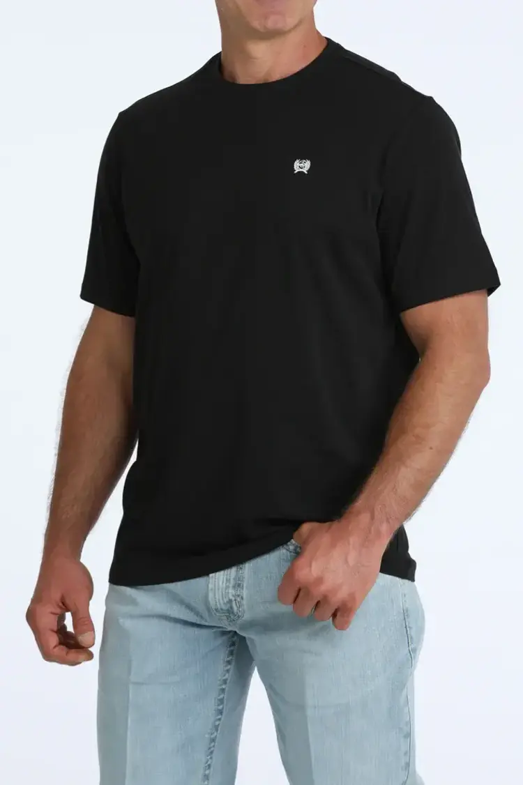 Cinch Small Black Embroidered Logo Tee Black