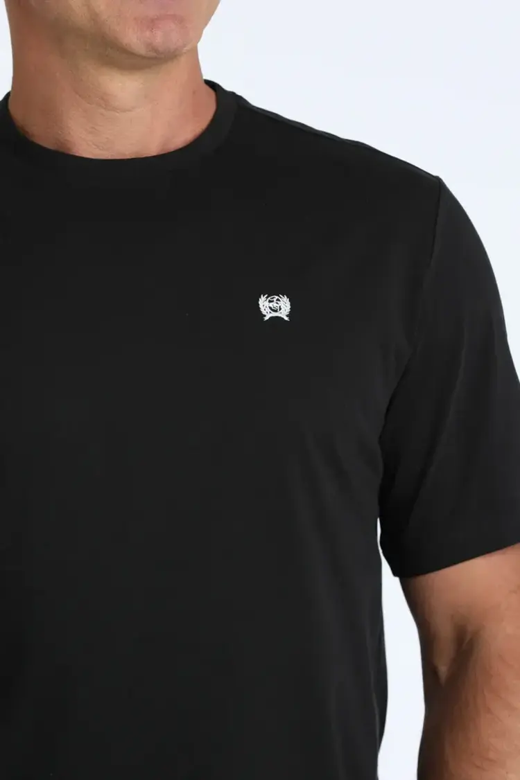 Cinch Small Black Embroidered Logo Tee Black