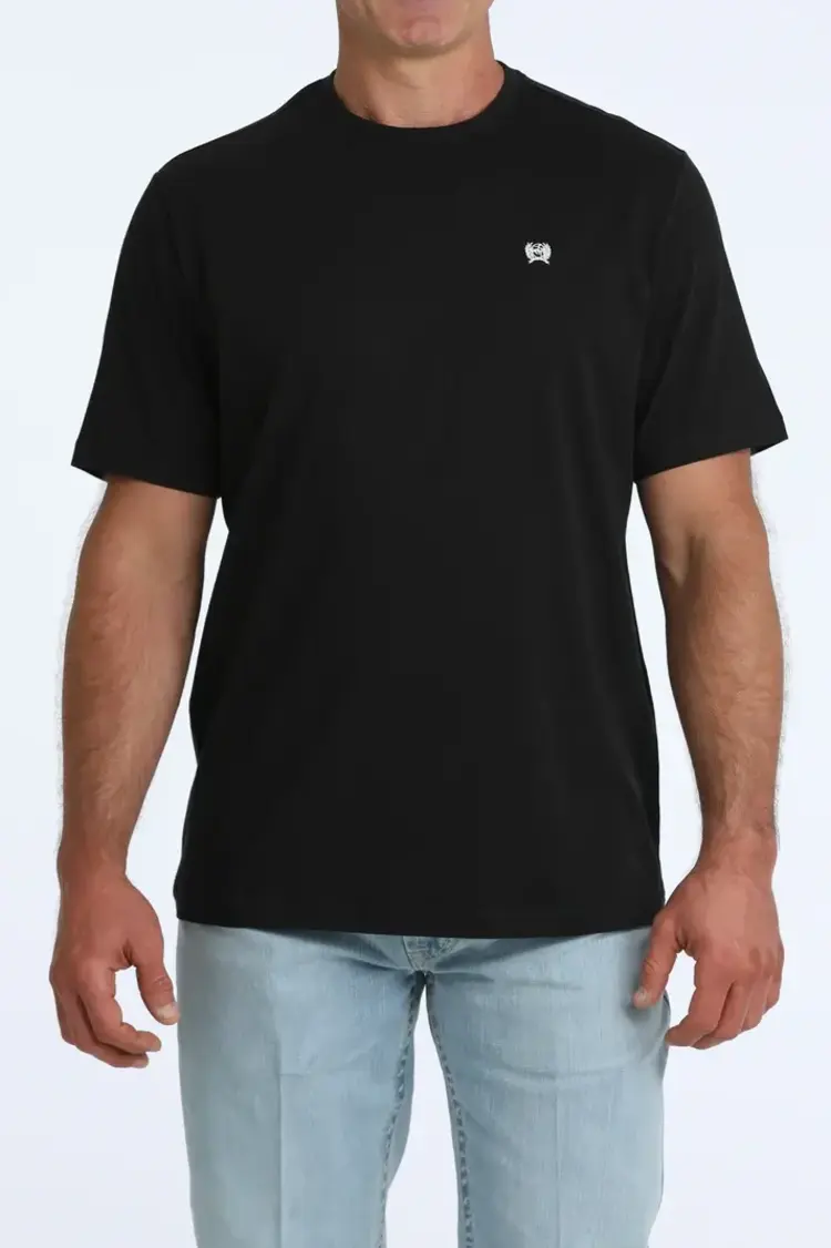 Cinch Small Black Embroidered Logo Tee Black