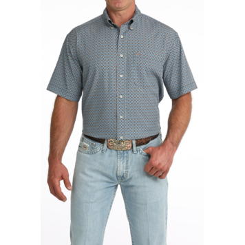 Cinch Arenaflex Blue Brown Button Down