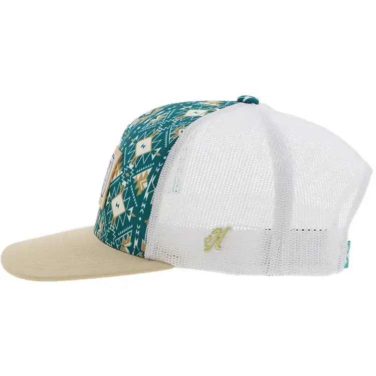 HOOey Doc Cap Teal White Aztec Rectangle Patch