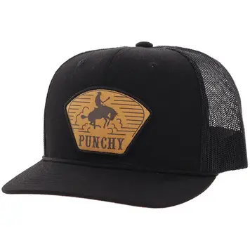 HOOey Cavvy Cap Punchy Black W/ Leather Patch