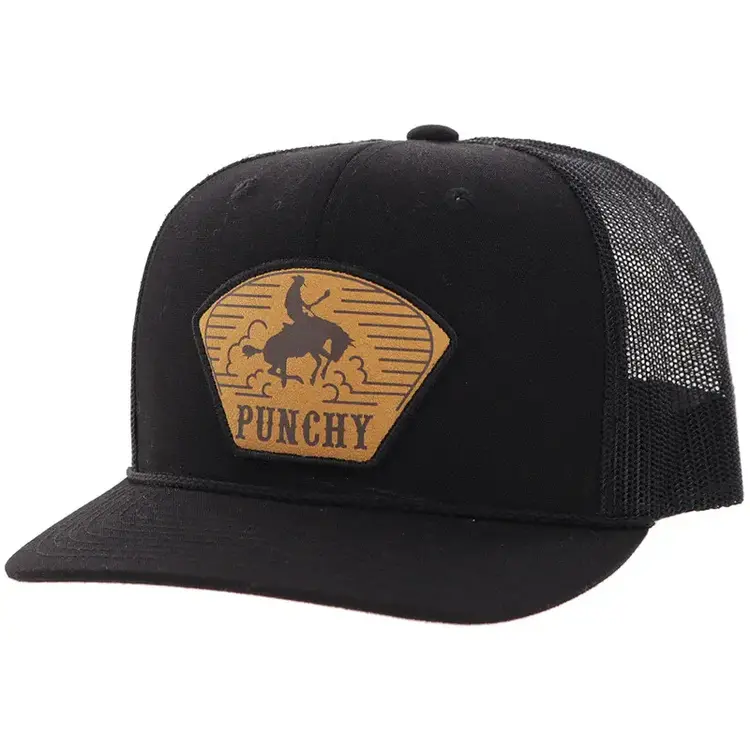 HOOey Cavvy Cap Punchy Black W/ Leather Patch