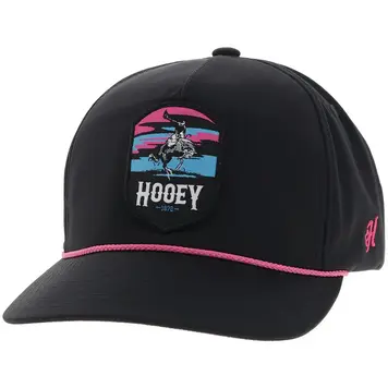 HOOey Youth Cheyenne Cap Black W/ Pink Blue Patch