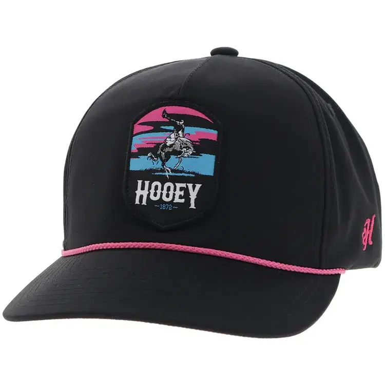 HOOey Youth Cheyenne Cap Black W/ Pink Blue Patch