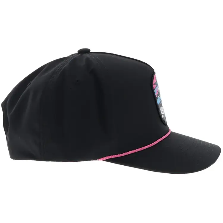 HOOey Youth Cheyenne Cap Black W/ Pink Blue Patch