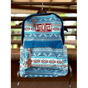 Red Dirt Hat Co Blue Southwestern Design Backpack With Patch