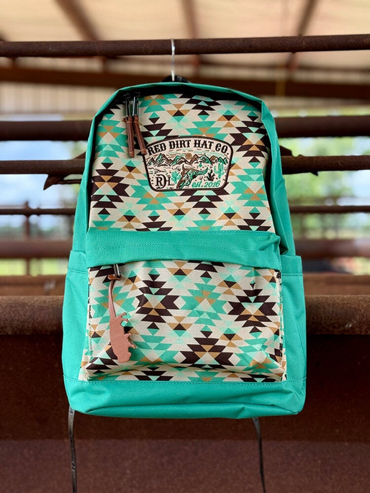 Red Dirt Hat Co Green Turquoise Aztec Backpack With Patch
