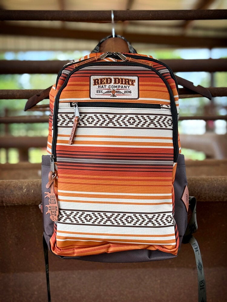 Red Dirt Hat Co Orange And Tan Backpack Stripe With Patch