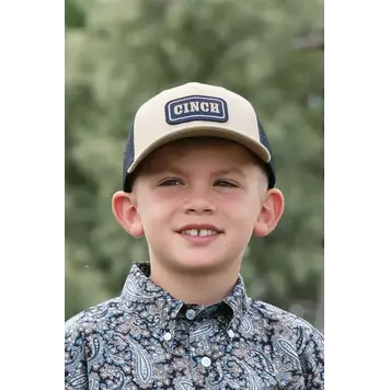 Cinch Youth Navy Patch Brown Cap