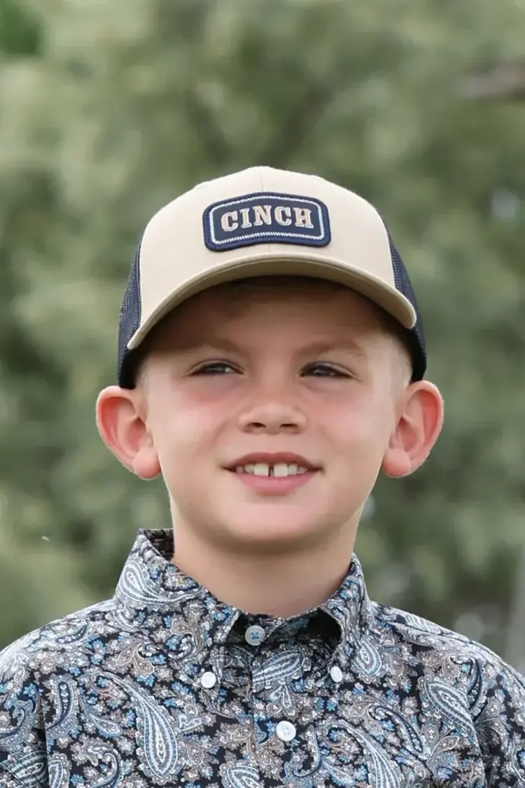 Cinch Youth Navy Patch Brown Cap