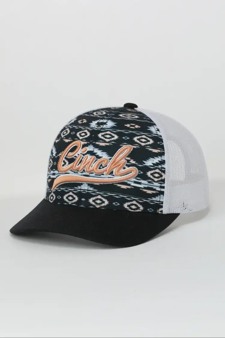 Cinch Navy Aztec Cap White
