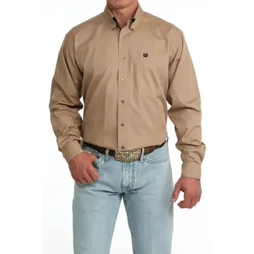 Cinch Button Down Solid Khaki
