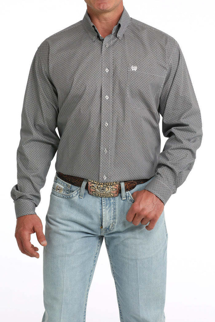Cinch Stretch Grey Black Button Down