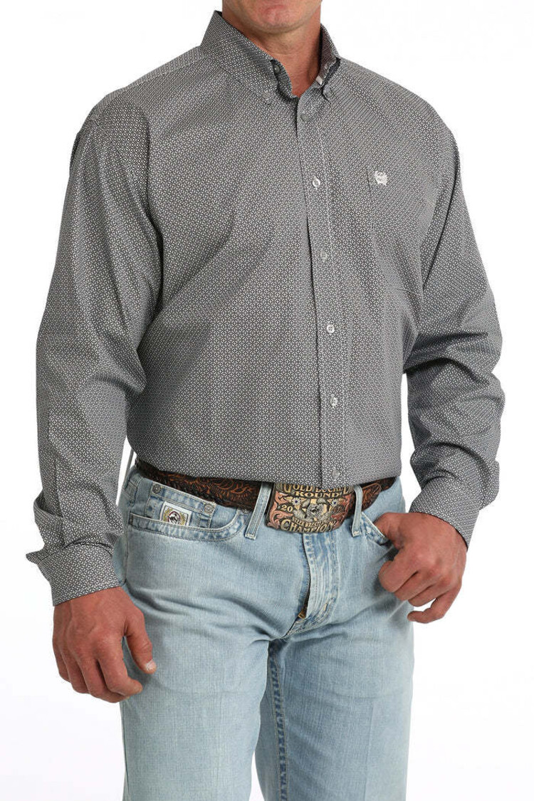 Cinch Stretch Grey Black Button Down