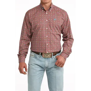 Cinch Stretch Red Blue Button Down