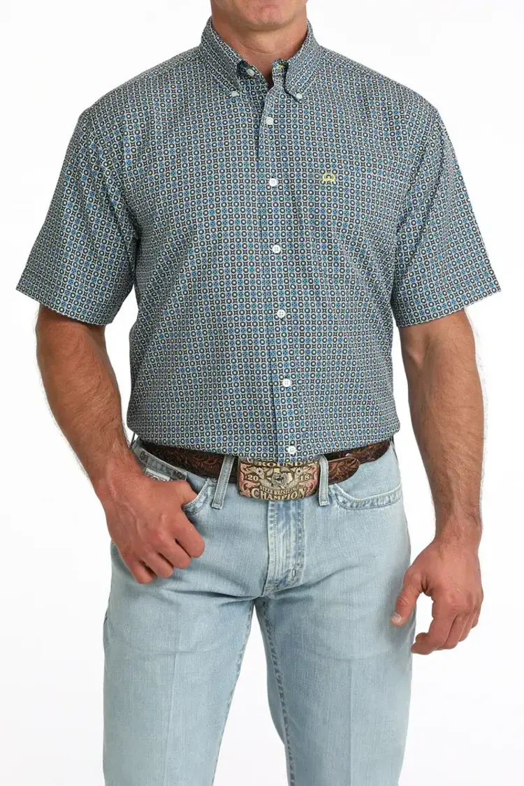 Cinch Arenaflex Blue Black Yellow Button Down