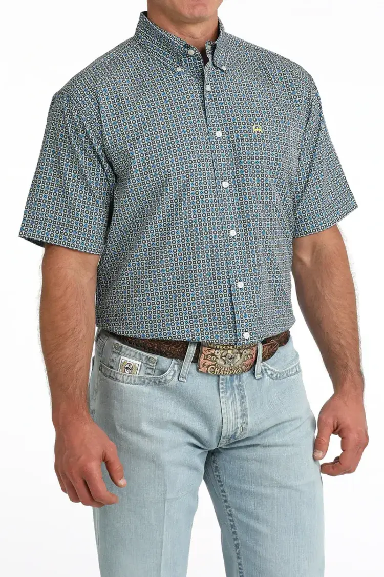 Cinch Arenaflex Blue Black Yellow Button Down